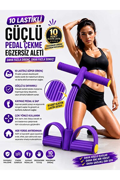 Asel Aksesuarcı 10 lastikli Pedallı Direnç Egzersiz Aleti – Çok Amaçlı Kol Ba...