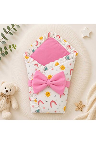 JULYA KİDS 100% Cotton Bowknot Patterned Baby Swaddle Blanket – Newborn Hospi...