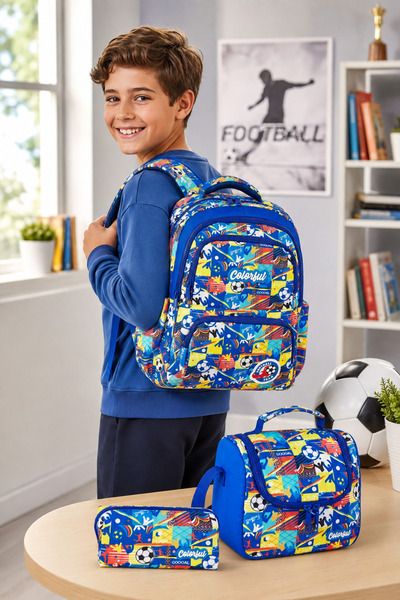 Catwins Boys' 3-Piece School Bag Set - Backpack, Lunch Bag, Pencil Case