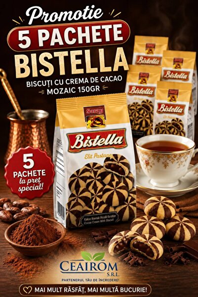 Saray Bistella Mosaic Biscuits with Cocoa Cream 150 g × 5 Packs – Promotional...