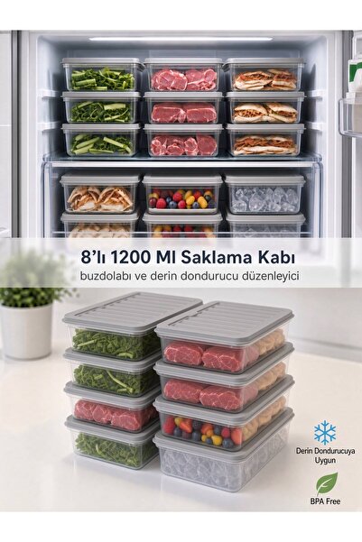 Funny Life Set of 8 Freshbox Storage Containers Suitable for Microwave and Re...