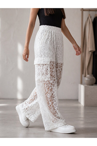 COCOPELLI White Cargo Pocket Shorts Lace Baggy Women's Trousers Coc3320