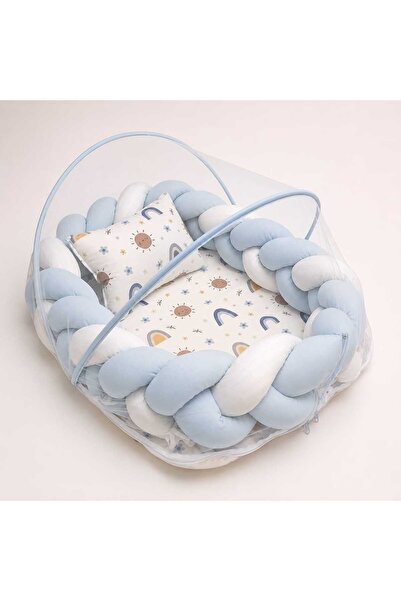 JULYA KİDS Cotton Fabric Knitted Baby Bed – with Zippered Mosquito Net, Remov...