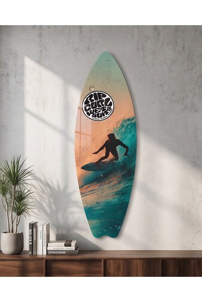 FAVLO.ART Sörf Temalı Dalga Desenli Surfboard Formlu Dekoratif Pleksi Ev Ofis...