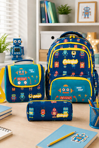 Catwins Boys' 3-Piece School Bag Set - Backpack, Lunch Bag, Pencil Case