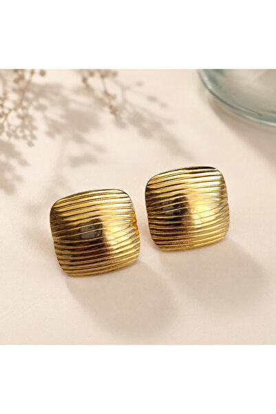 GlaMLo Accessories Textured Square Stainless Steel Earrings – 2 cm