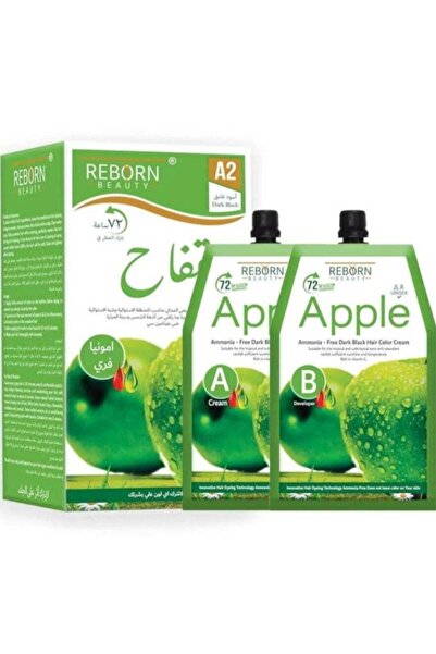 Reborn Beauty ريبورن بيوتي كريم صبغة شعر أسود غامق A2 كريم 500 مل + مطور 500 مل