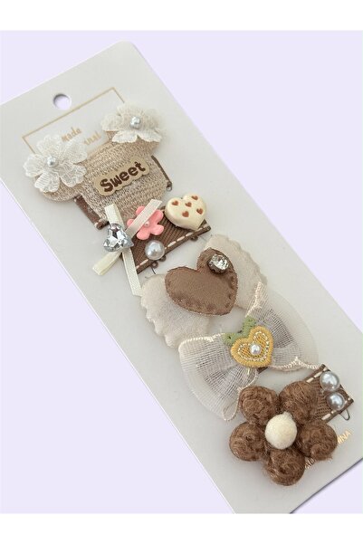 the matdesign Saçsız Bebek Tokası 5’li Set – Kız Bebek Mini Toka, Çiçekli Fiy...