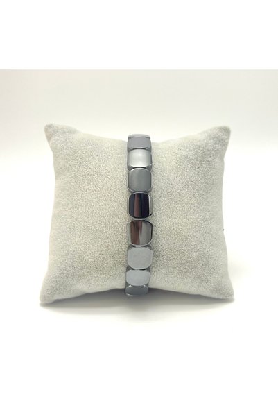 YILDIZ DOĞAL TAŞ Certified Hematite Natural Stone Rolex Cut Unisex Natural Stone Bracelet with Charms