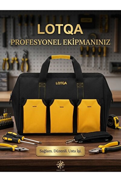 LOTQA 16" Profesyonel Çok Amaçlı Bez Alet Takım Çantası ORTA Boy Çok Cepli Su...