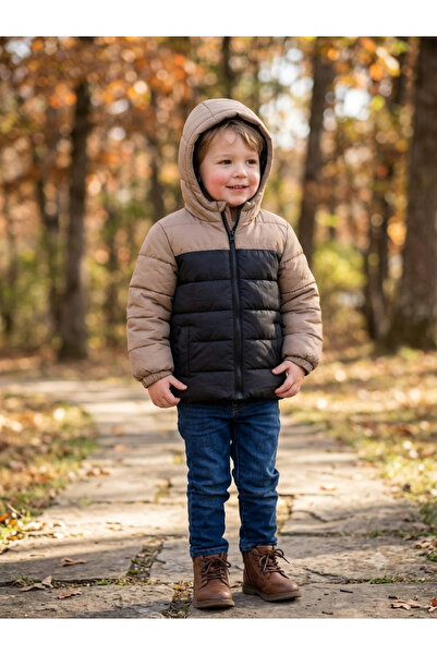 Joe Fresh Kids Quilted Puffer Jacket, Size 4 Years, Cream-Black