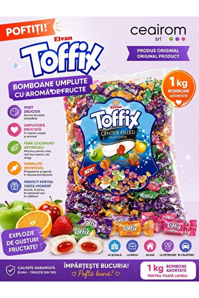 Elvan 🍬🍬Elvan Toffix Soft Candies Filled with Fruit Flavor – Assorted Mix 1...