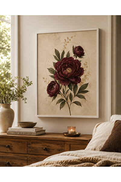 Miutic Print Studio Tablou Decorativ Bujor Burgundy – Tablou Botanical Luxury