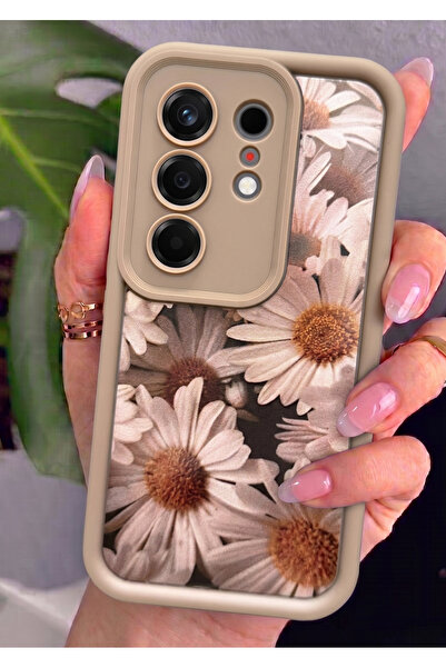 Rivor Tecno Camon 50 Ultra Uyumlu Kılıf Kamera Korumalı Vintage Papatya Desen...