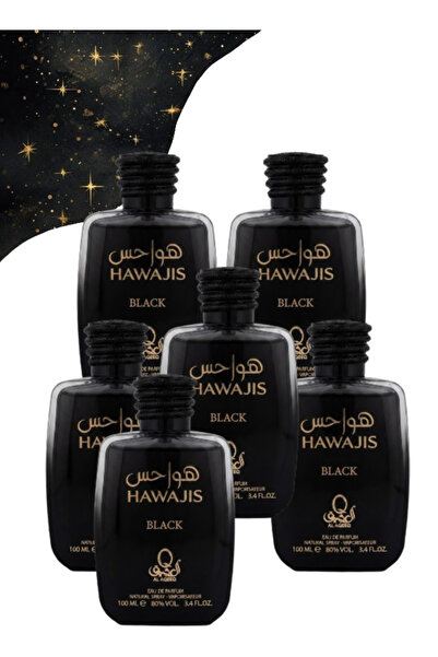 Al aqeeq 6 قطع عطر هواجيز الأسود 100 مل