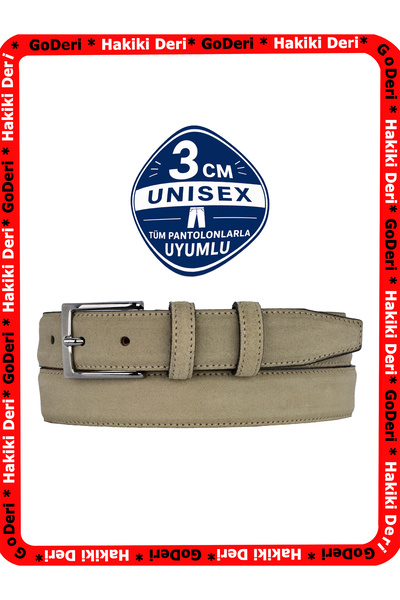 GoDeri 100% Genuine Leather, Light Milk Coffee Suede 3cm Men's Belt, 3cm Wome...