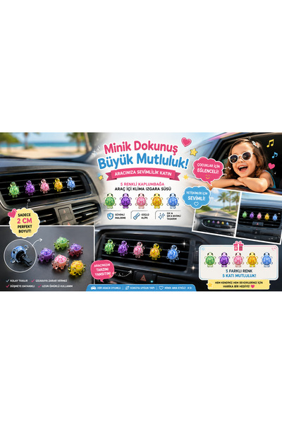 TEMUNGUR 5 Colorful Cute Turtle Car Air Conditioning Grille Ornament – 2 cm Mini Decorative Vent Ornament