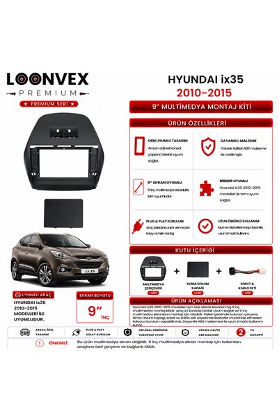 LOONVEX Premium – Hyundai Ix35 2010-2015 9" Multimedia Frame + Socket Kit