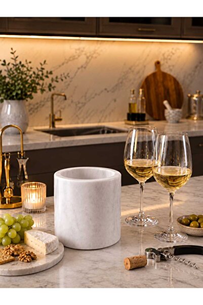 Zeybek Marble Mermer Şarap ve Şişe Soğutucu | Şaraplık | Buz Kovası