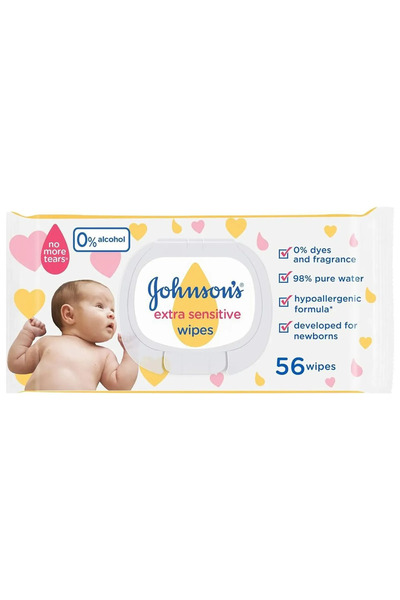 Johnson جونسون آند جونسون مناديل مبللة فائقة اللطف للبشرة الحساسة، 56 منديل