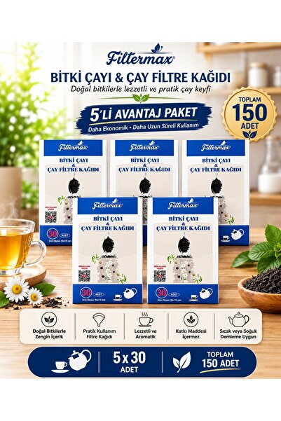 Filtermax Pratik Bitki Çayı ve Çay Filtre Kağıdı 30'lu ( 5'li Paket )