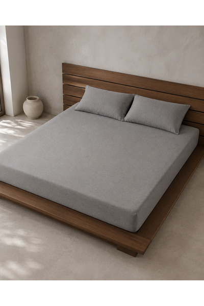 H&F Trendline King Size Double Elastic Sheet Set 180X200 cm + 2 Pieces 50X70 cm Zippered Pillowcases