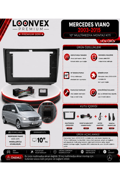 LOONVEX Premium Mercedes Viano 2003-2015 10" Multimedia Installation Kit