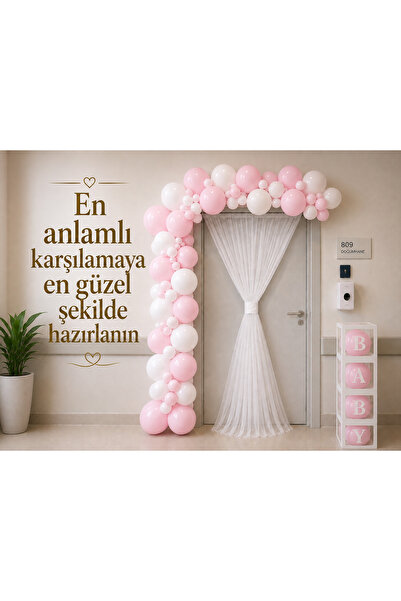 Genel Markalar Hastane Odası Süsleme Seti 50 Balonlu Baby Kutulu Tüllü Yeni D...