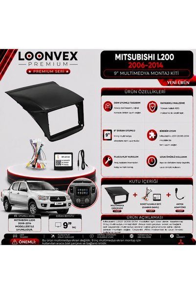 PREMIUM MITSUBISHI L200 2006-2014 9" MULTİMEDYA MONTAJ KİTİ