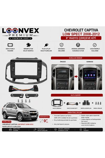 LOONVEX Chevrolet Captiva Low Spect 2008-2012 9 Inch Multimedia Frame + Socke...