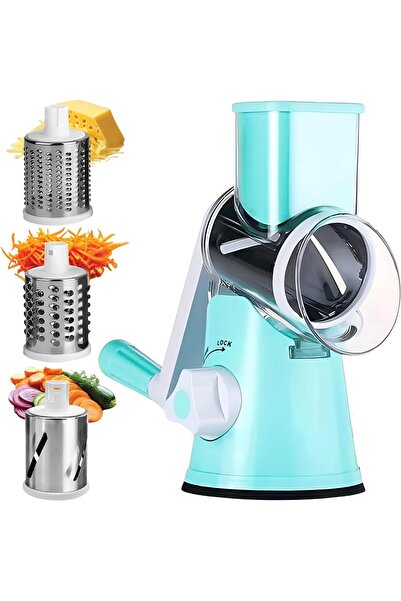 BUNCA Manual Rotary Cheese & Vegetable Grater 3 Stainless Steel Blades with S...