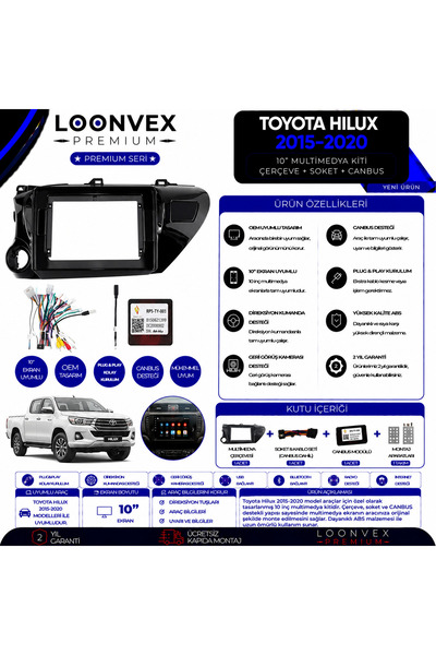 LOONVEX إطار وسائط متعددة فاخر مقاس 10 بوصات لسيارة تويوتا هايلكس 2015-2020 +...