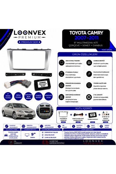 LOONVEX Premium Toyota Camry 2007-2011 9 Inch Multimedia Frame + Socket + Can...