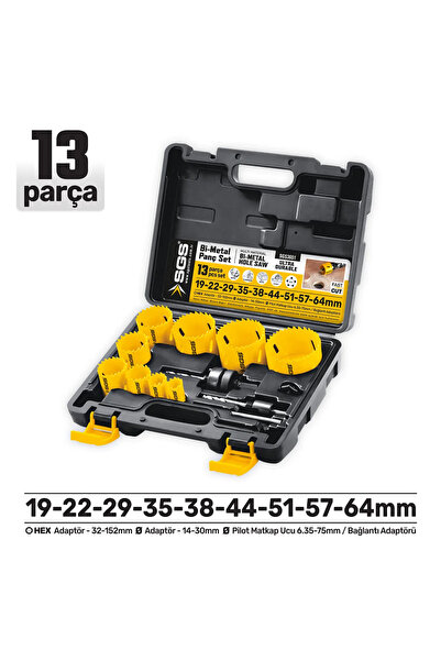 SGS SGS3651 Bİ-METAL ÇANTALI PANÇ DELME SETİ 13 PARÇA