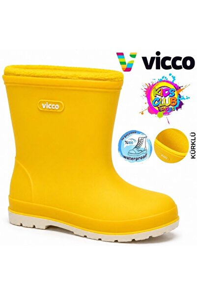 Vicco Cizme de ploaie din PVC cu blană moale Cizme ortopedice pentru copii GA...