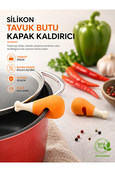 Noury Silikon Tavuk Butu Tencere Kapak Kaldırıcı Kaynama Taşma Önleyici Buhar...