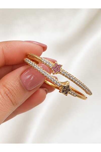 deryora Women's Gold Color Double Row Stone Star Figured Bracelet Stylish Ele...