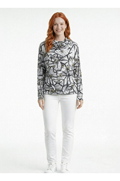 Neden Tekstil Women's Patterned Knitwear Half Turtleneck Blouse