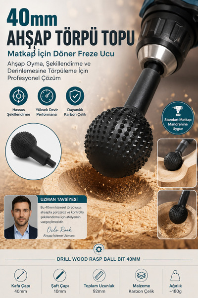 Transformacion Matkap İçin Ahşap Törpü Topu 40mm Ahşap Oyma ve Şekillendirme ...