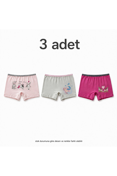 Fasıla Giyim Set de 3 chiloți boxer pentru fete, 95% bumbac, lenjerie colorat...