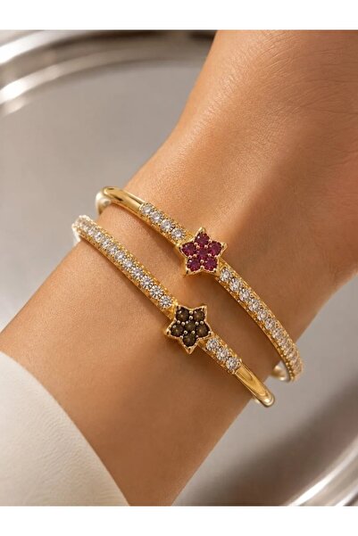 deryora Women's Gold Color Double Row Stone Star Figured Bracelet Stylish Ele...