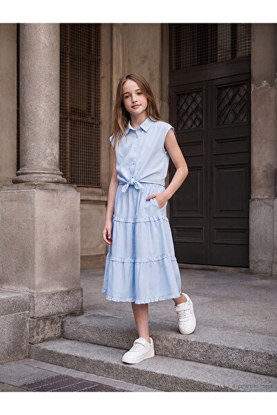 LC Waikiki Two Mt Shop Quality Lcw Kids Blue Elastic Waist Girls' Layered Skirt