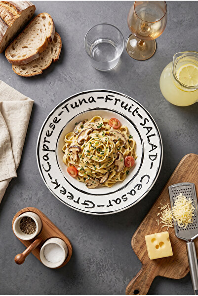 grandora Modern Stilli Salata ve Makarna Tabağı (26 CM) – Greek Capresse Tuna...