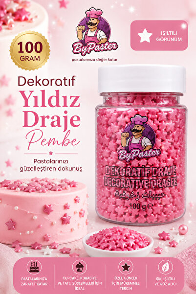 By Paster DEKORATİF YILDIZ DRAJE PEMBE 100 G