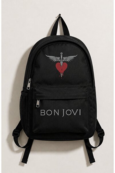 Fuddy Moda Unisex Bon Jovi Printed Backpack, Rock Band Themed School Bag