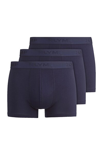 OLYMP Herren Boxershorts, 3er Pack - Trunks, Cotton Stretch, Logo, einfarbig