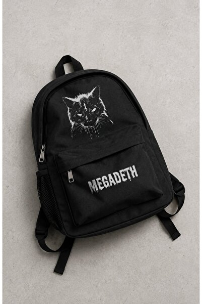 Fuddy Moda Rucsac unisex cu imprimeu Megadeth Cat, geantă de școală cu temati...