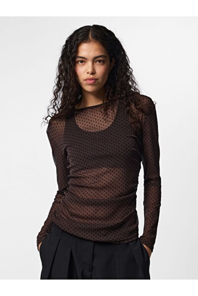 PIECES Top s dlouhým rukávem PCBOBO MESH ROUCHING