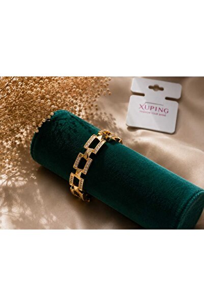 Gold Imperial Link Taş Detaylı Bileklik