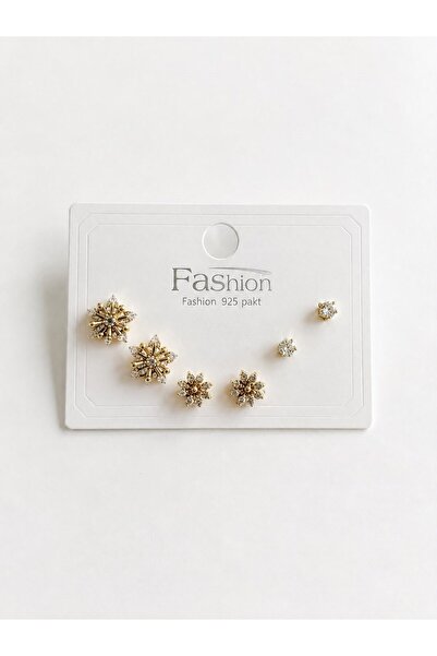 nunu takı Snowflake Gold Six-Piece Earrings